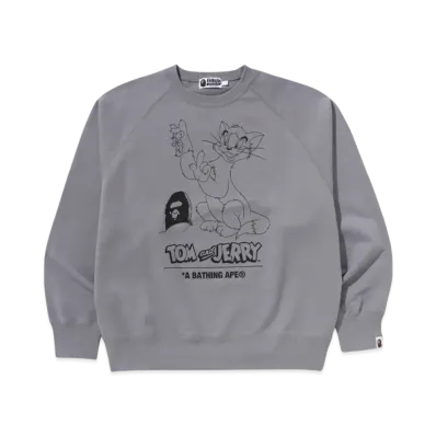 A BATHING APE x Tom And Jerry 85TH Kids Relaxed Fit Crewneck Sweatshirt "Gray"