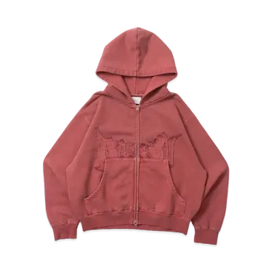 BLESS U Bless U Pigment Zip Hoodie "Red" BU0100