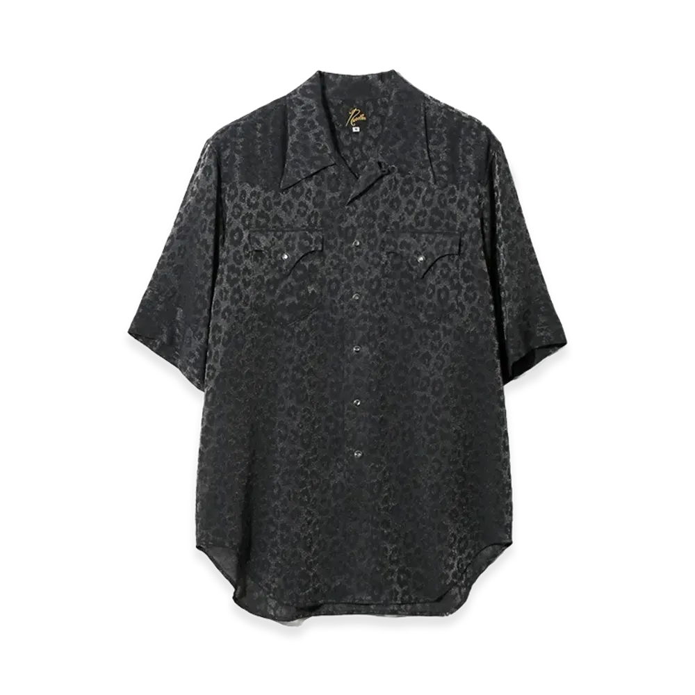 NEEDLES S/S Western Shirt Rayon Leopard Jacquard "Navy"