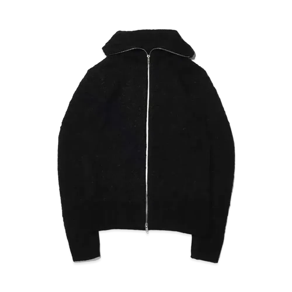 atmos pink Big Neck Zip-Up Knit Tops "Black"