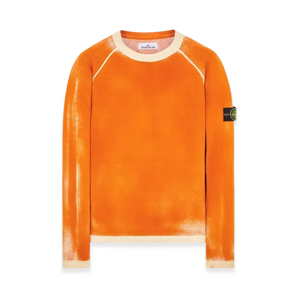 Stone Island 525D9 Hand Sprayed Airbrush Treatment Crewneck Knit - 23SS "Sienna Brown"