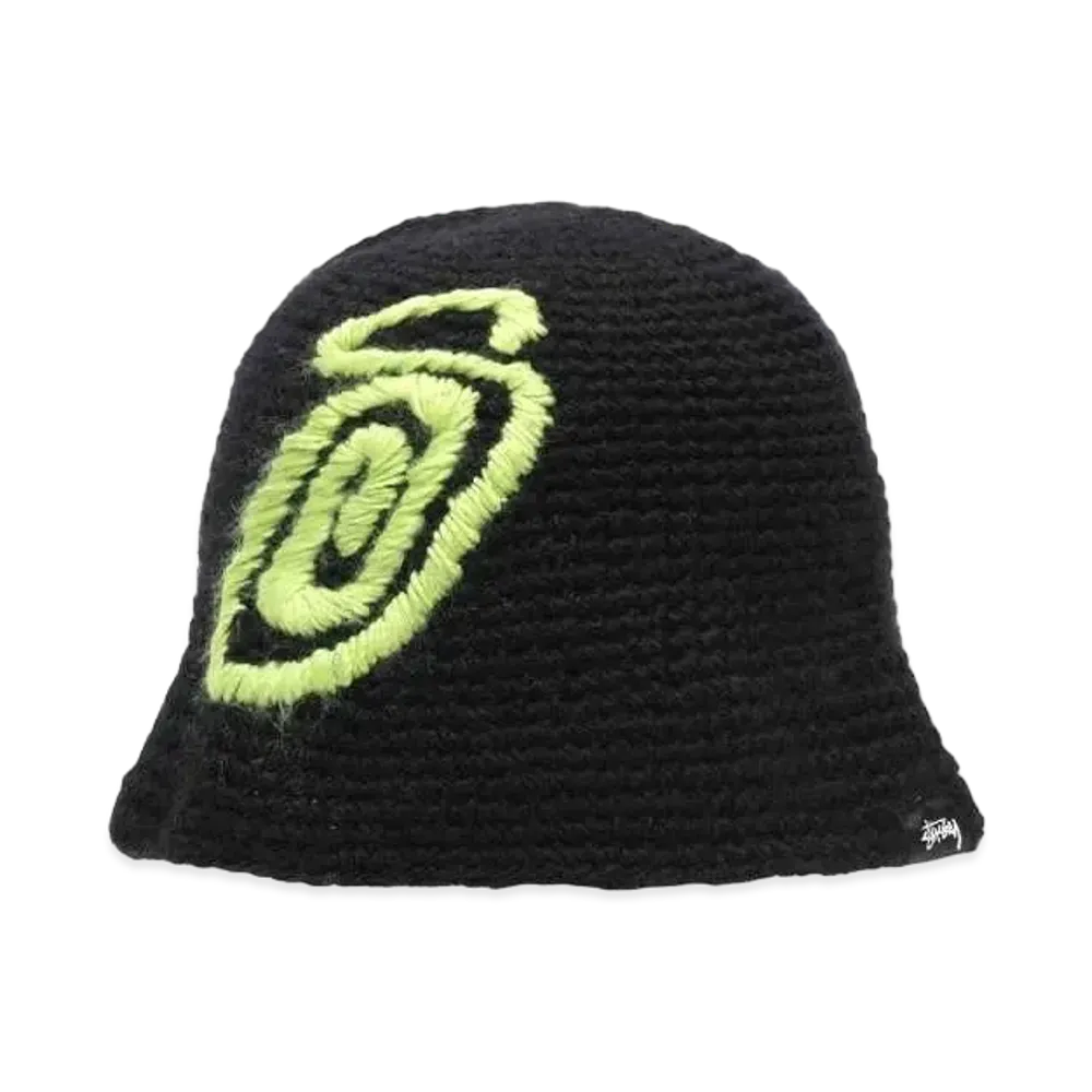 Stussy Bucket Hat Swirly S Knit "Black"