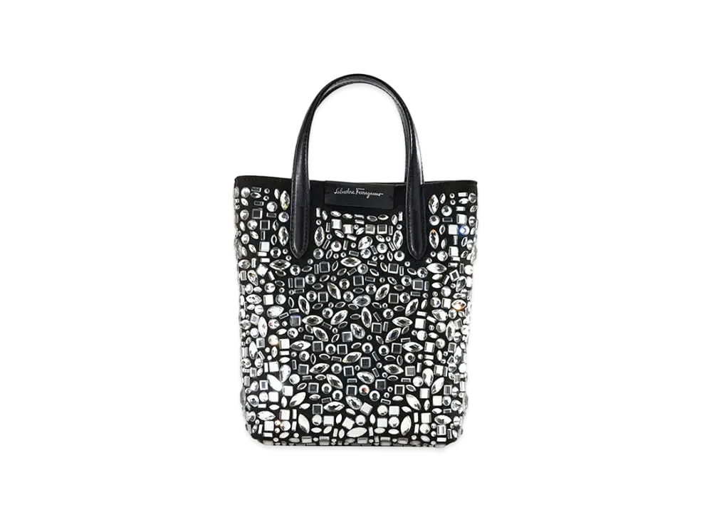 Salvatore Ferragamo Mini Tote Bag "Black/Crystal"
