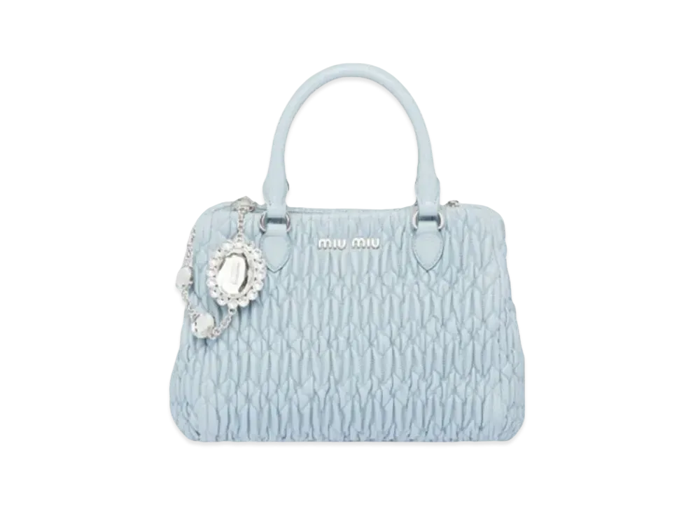 MIU MIU Miu Crystal Cra Kenpa Leather Handbag "Sky Blue"