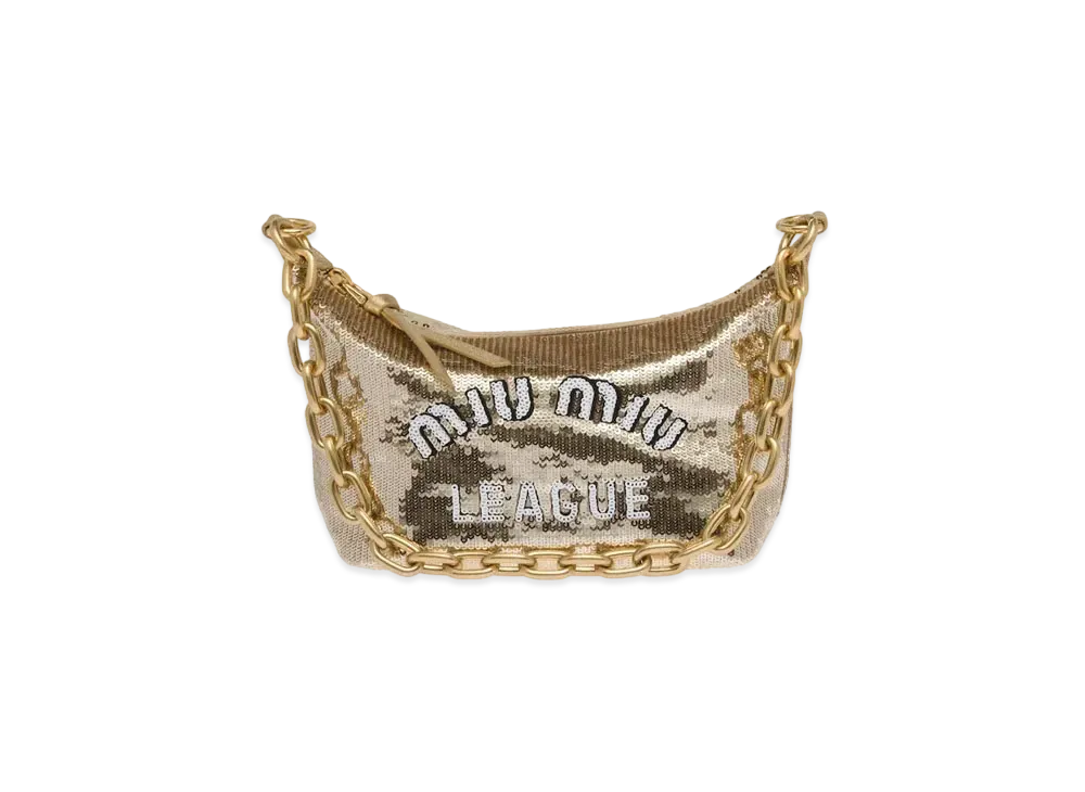 MIU MIU Miu Spirit Satin Bag With Appliques "Platinum"