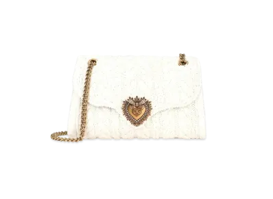 Dolce&Gabbana Devotion Shoulder Bag Large Nit "White"