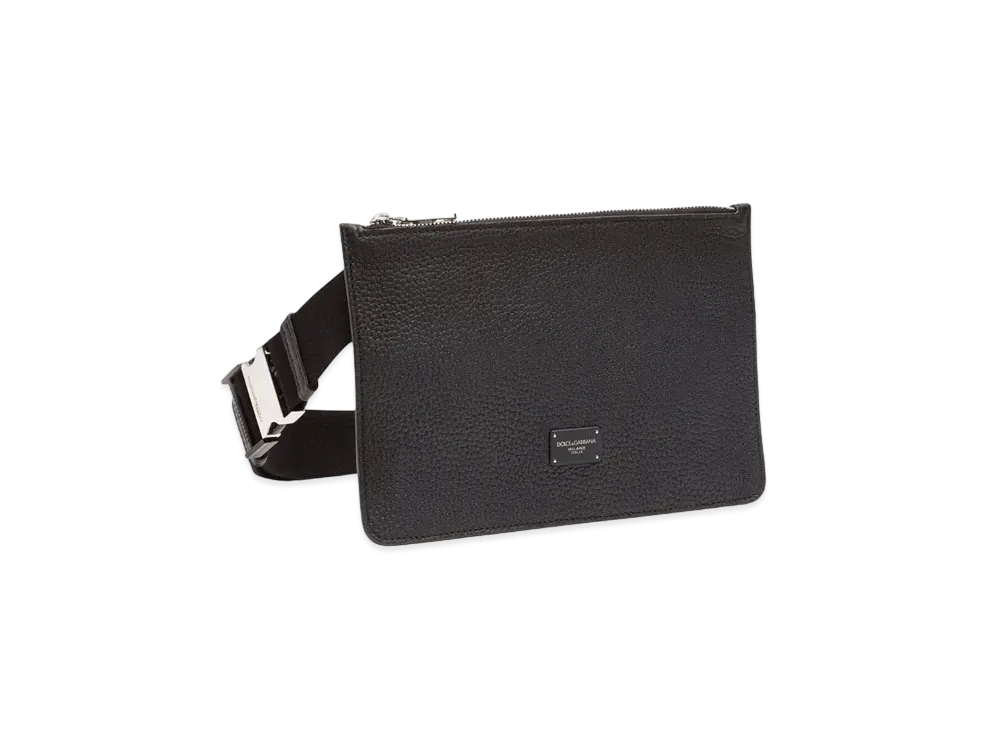 Dolce&Gabbana Palermo Flat West Pouch Carfskin Logo Plate "Black"