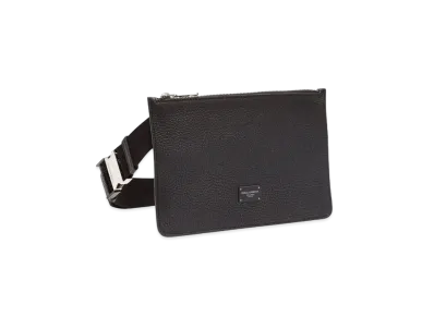 Dolce&Gabbana Palermo Flat West Pouch Carfskin Logo Plate "Black"