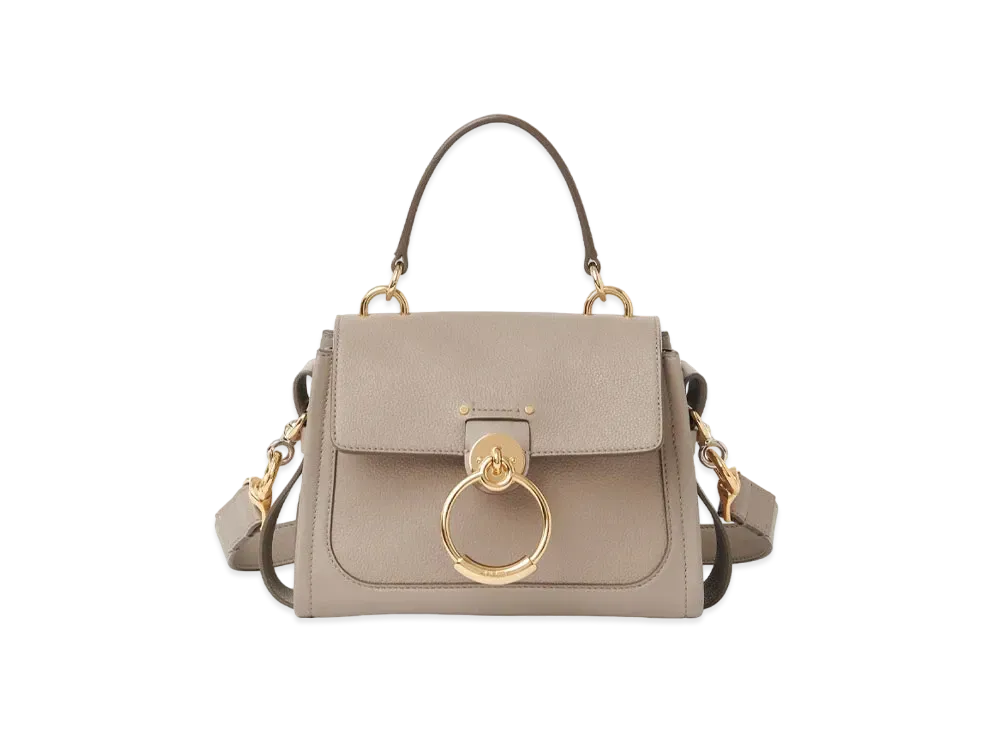 Chloe Mini Tess Day Bag In Grained & Shiny Calfskin "Grey"