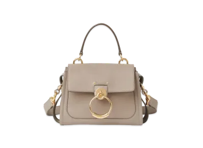 Chloe Mini Tess Day Bag In Grained & Shiny Calfskin "Grey"