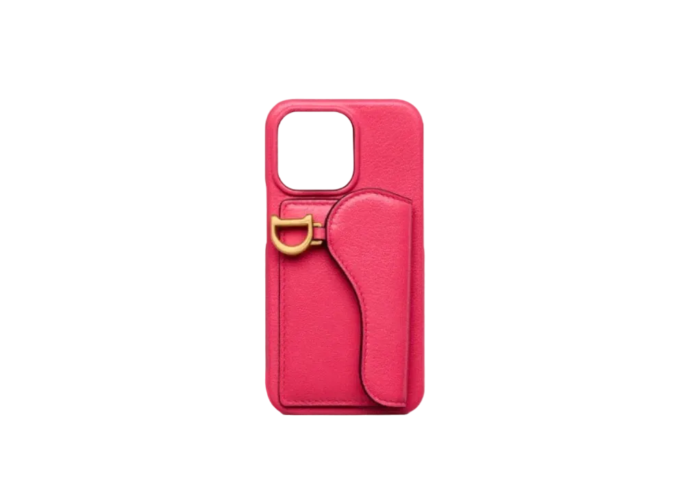 Dior Saddle iPhone 13 Pro Case Goat Skin "Bright Pink"