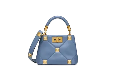 Valentino Nappa Leather Roman Studs Handle Bag Mini "Niagara"