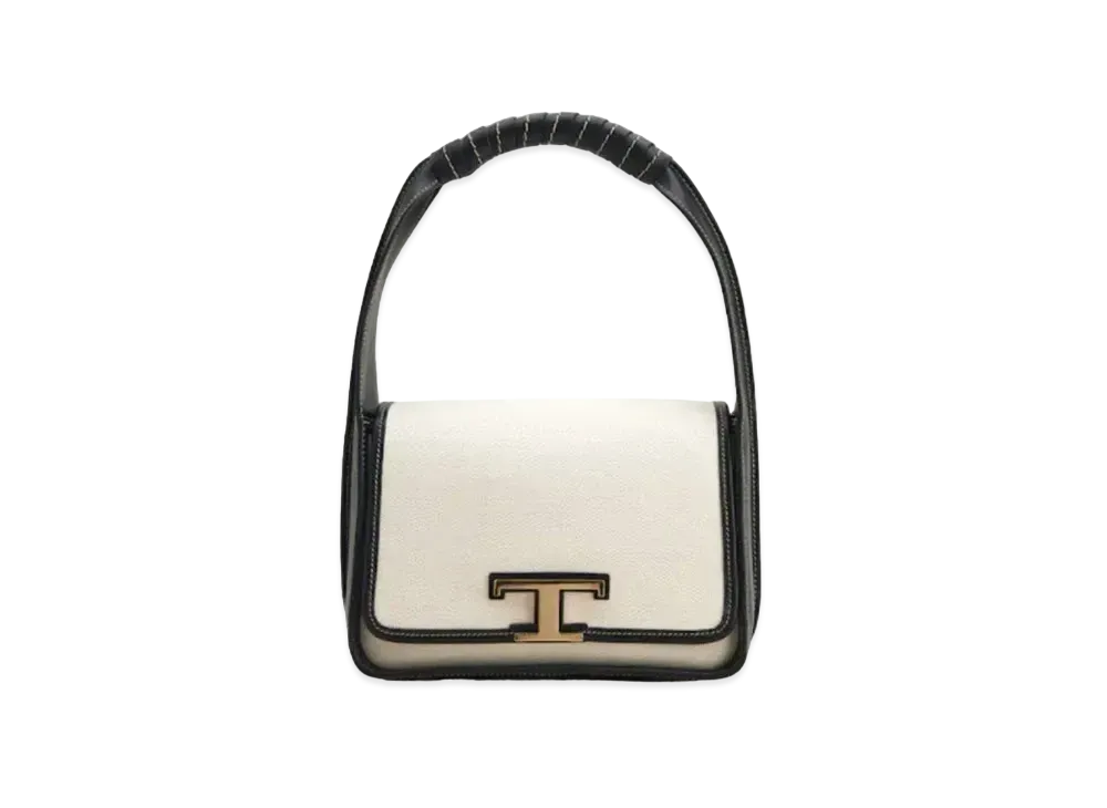 TOD'S Timeles Leather & Canvas Bag Mini "White/Black"