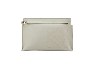 LOEWE Mini T Pouch In Classic Calfskin "Light Green / Dark Gold"