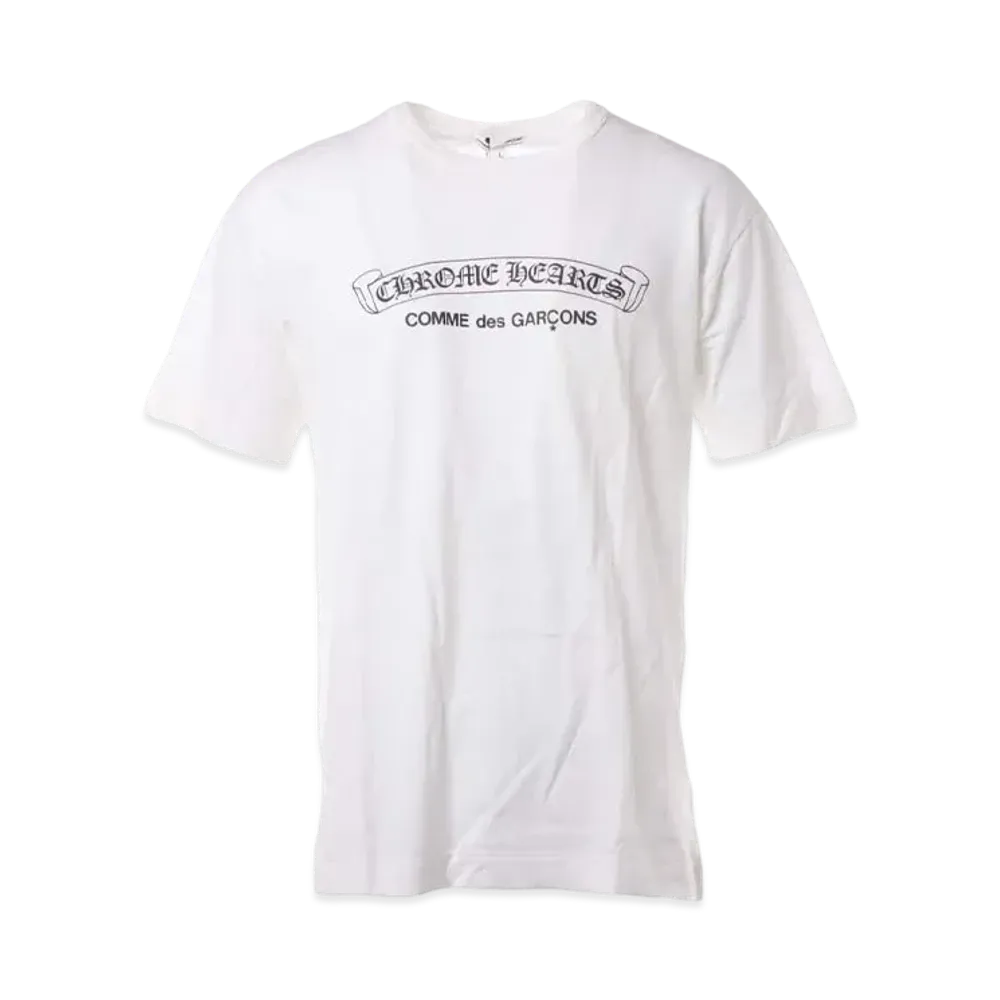 Chrome Hearts x COMME des GARCONS Front Logo Print Crewneck Cotton T-Shirt "White"