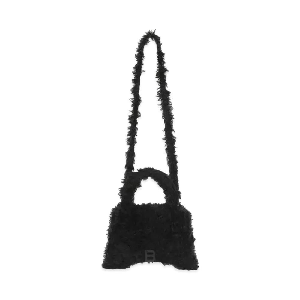 BALENCIAGA Women's Fluffy Hourglass Top Handle Bag "Black"