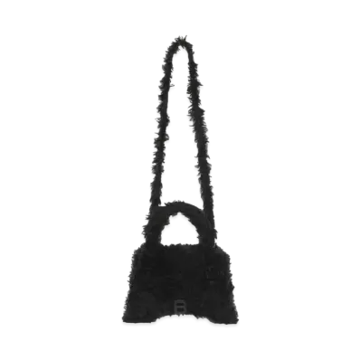 BALENCIAGA Women's Fluffy Hourglass Top Handle Bag "Black"