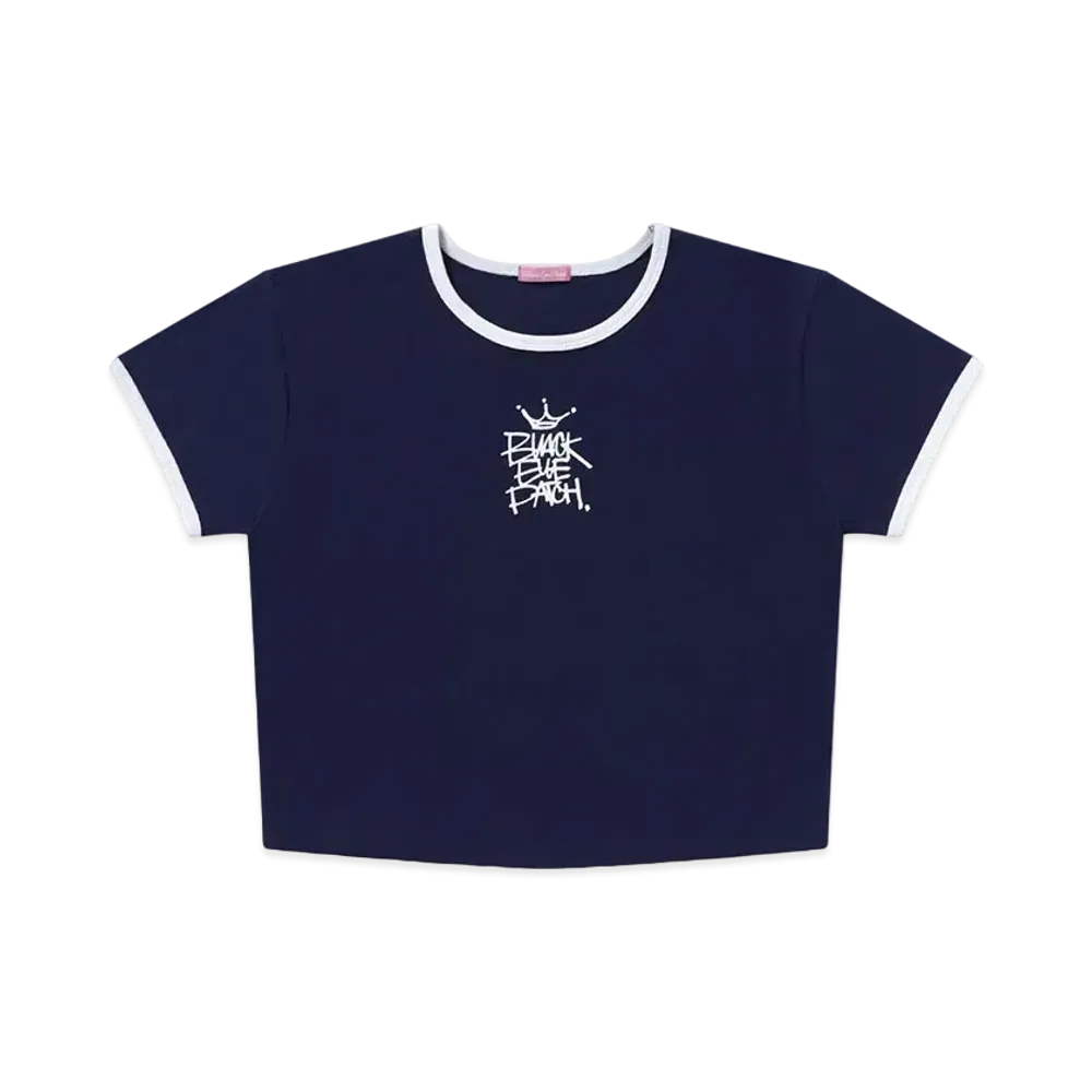BlackEyePatch Crown Tag Ringer Tee "Navy"