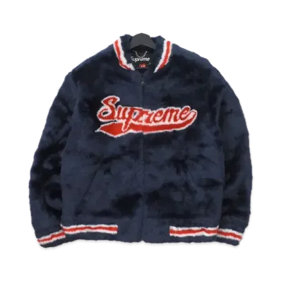 Supreme Faux Fur Varsity Jacket "Navy"