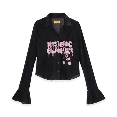 HYSTERIC GLAMOUR Women's Hysteric Teddy Bear Velour Tight Blouse "Black"