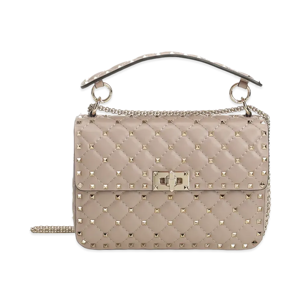 Valentino Women's "Rockstud Spike" Medium Chain Bag "Beige"