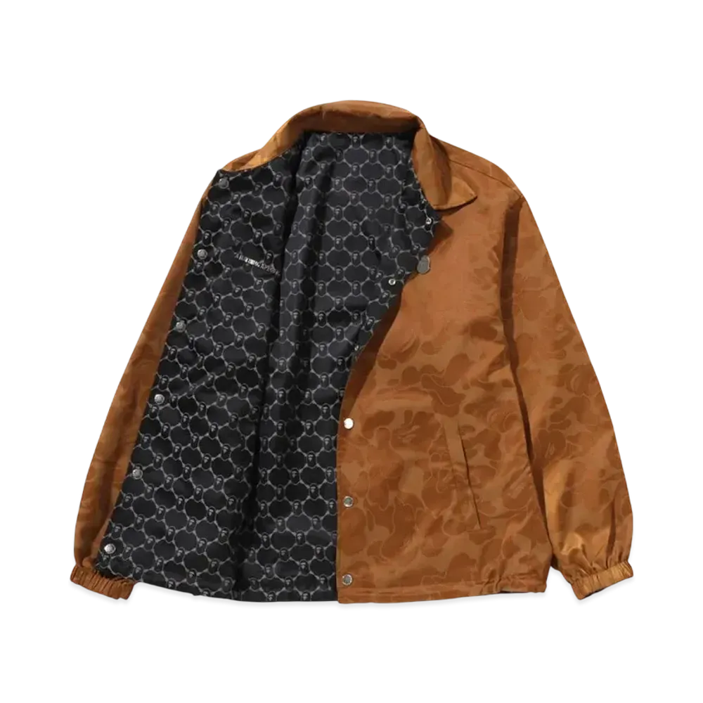 A BATHING APE Solid Camo Jacquard Nylon Reversible Coach Jacket "Beige"