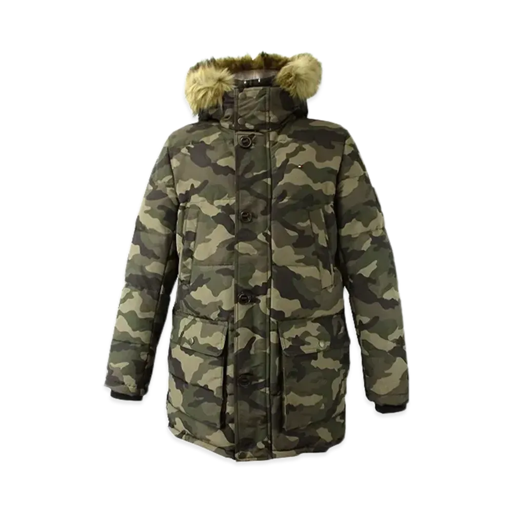 TOMMY HILFIGER Camouflage Padded Long Jacket "GreenCamo"