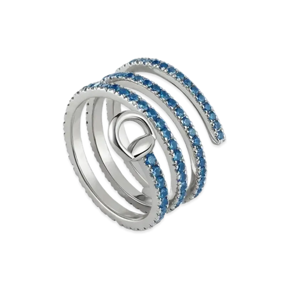 GUCCI White Gold and Sapphire Horsebit Ring "White Gold"
