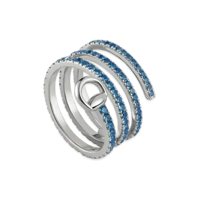 GUCCI White Gold and Sapphire Horsebit Ring "White Gold"