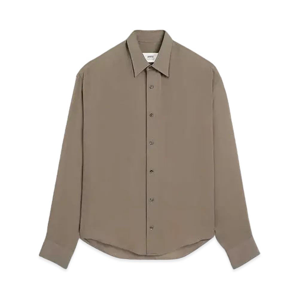 AMI PARIS Viscose Crepe Boxy Fit Shirt "Light Tope"