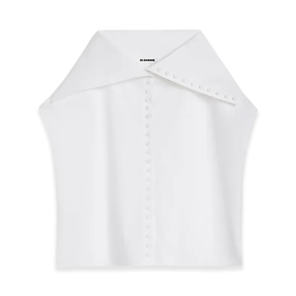Jil Sander Cotton Poplin Caped Top "Optic White"