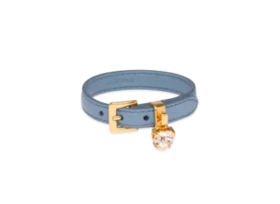 MIU MIU Crystal With Madras Leather Bracelet "Light Blue"