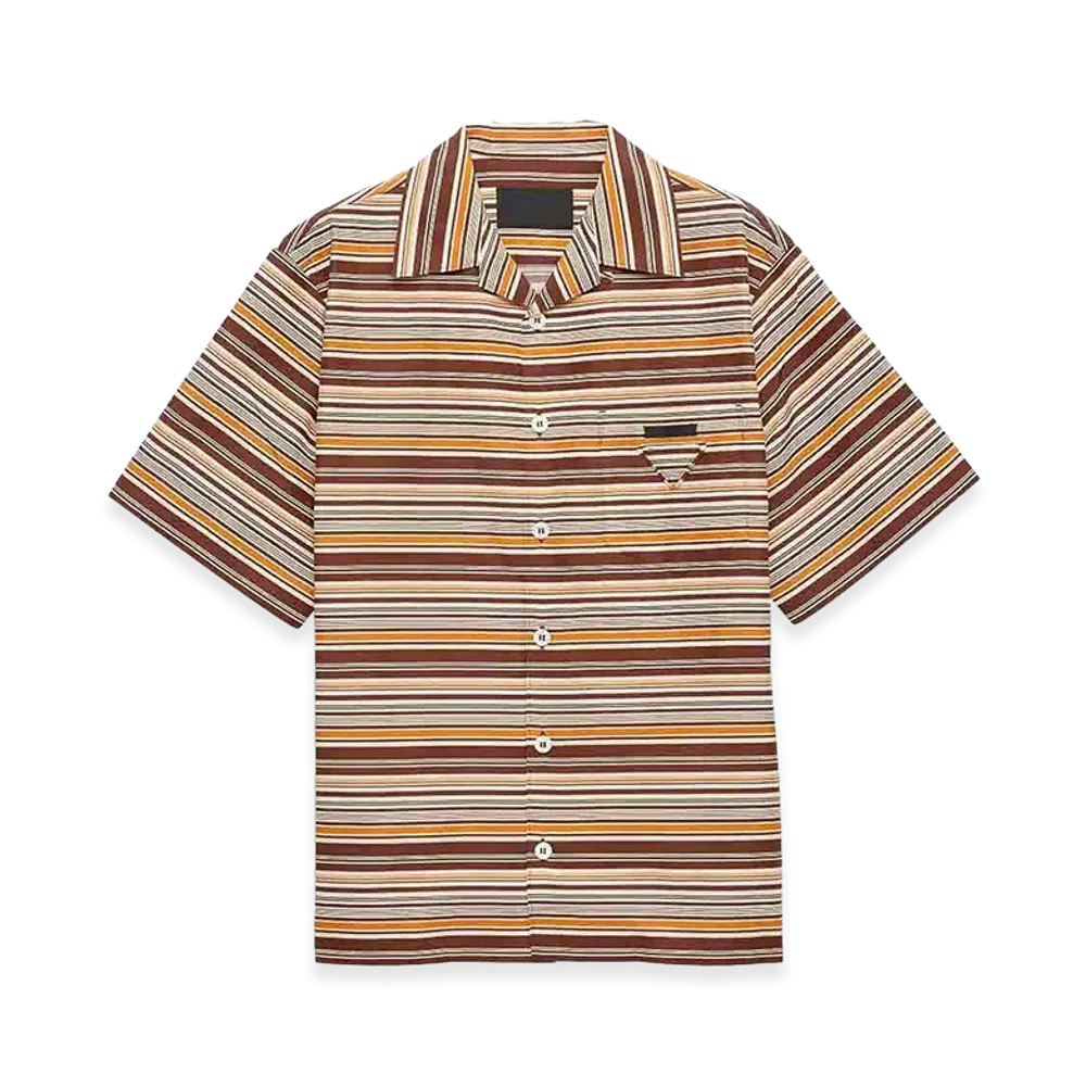 PRADA Embroidered Cotton Blend Shirt "Brown"