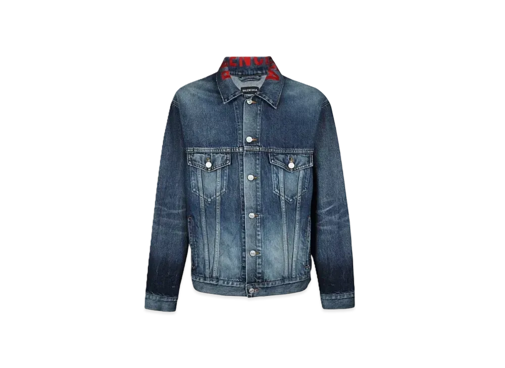 BALENCIAGA Neck Logo Denim Jacket "Blue"