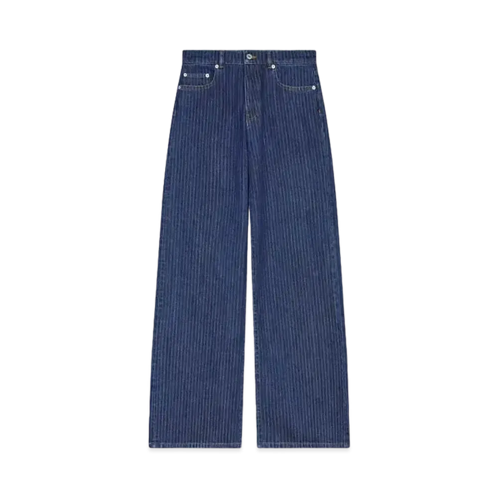 KENZO AYAME Pinstripe Jacquard Regular Fit Jeans "Dark Stone Blue Denim"