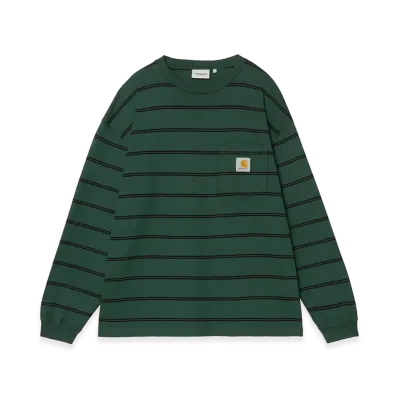 Carhartt WIP L/S Cardona Pocket T-Shirt "Cardona Stripe/Natural/Dark Scarab/Garment Dyed"
