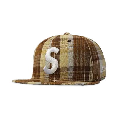 Supreme Metallic Plaid S Logo New Era "Brown"