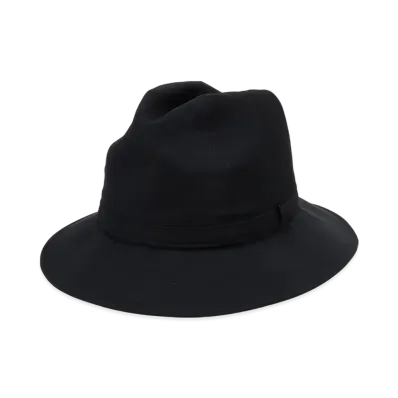 Yohji Yamamoto POUR HOMME Wool Gabardine Fedora Hat "Black"