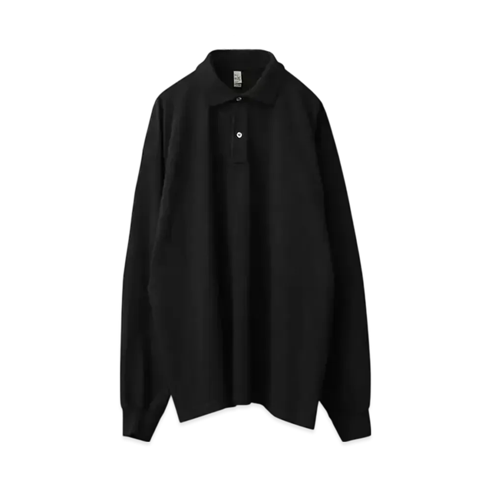 Los Angeles Apparel Garment Dye Long Sleeve Polo Shirt "Black"
