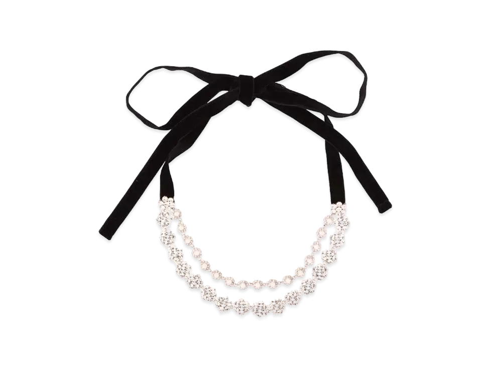 MIU MIU Crystal x Pearl Necklace "Black"