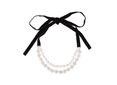 MIU MIU Crystal x Pearl Necklace "Black"