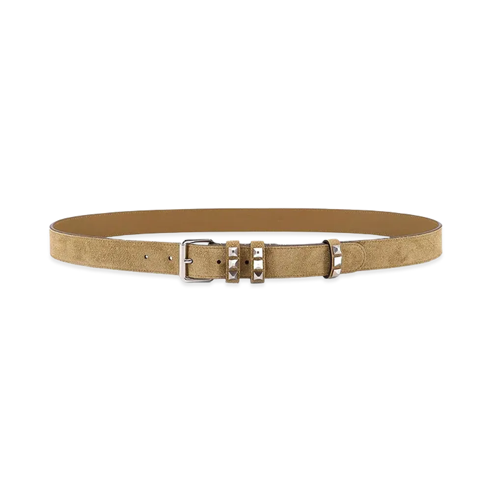Valentino Flaneuse Suede Belt With Iconic Studs "Beige"