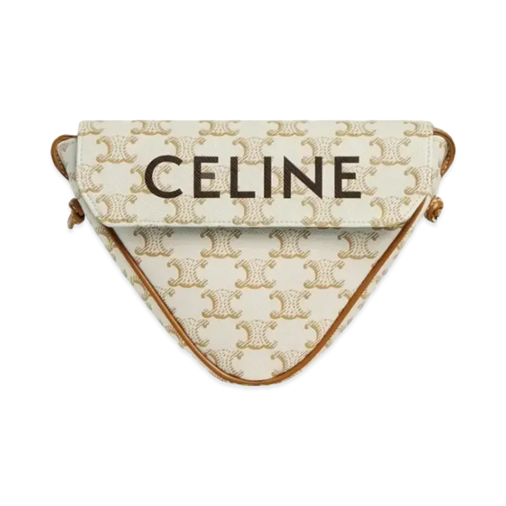CELINE Triangle Bag in Triomphe Canvas with CELINE Print "White"