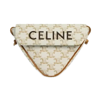 CELINE Triangle Bag in Triomphe Canvas with CELINE Print "White"