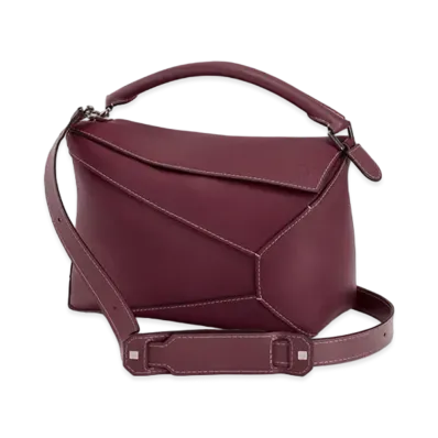 LOEWE Large Puzzle Edge Bag In Natural Calfskin "Wine"
