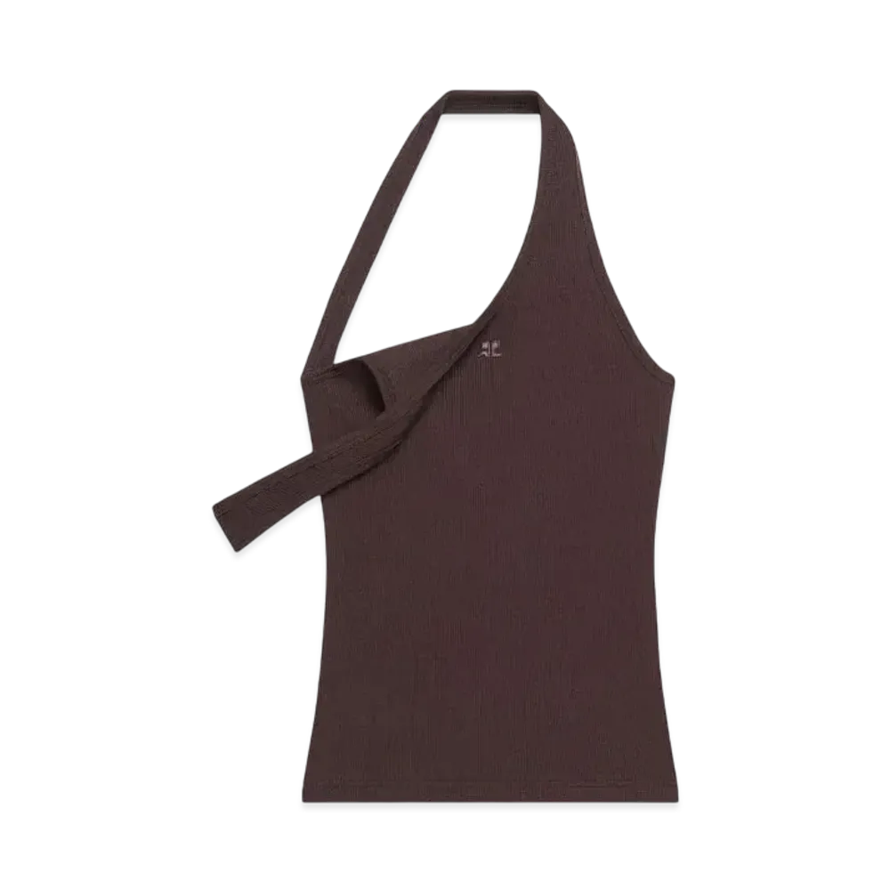 Courreges Asymmetric Rib 90'S Tank Top "Chocolate"