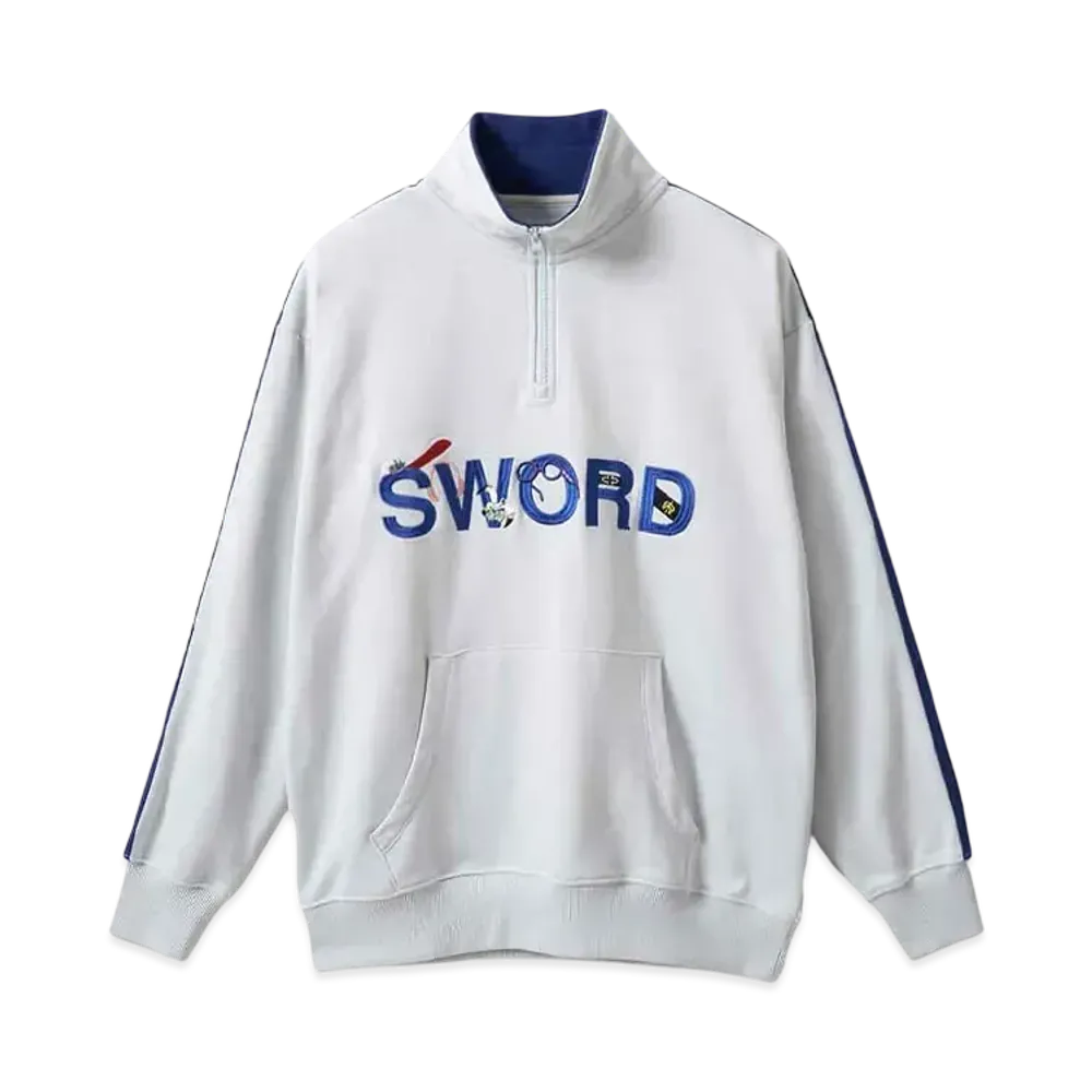 graniph x ONE PIECE SWORD Fleece Half Zip Sweat "Ice Gray"