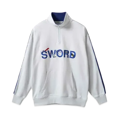 graniph x ONE PIECE SWORD Fleece Half Zip Sweat "Ice Gray"