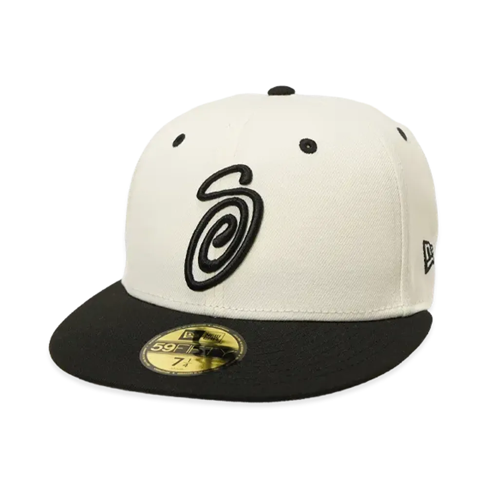 Stussy Curly S 59Fifty New Era Cap "Chrome White/Black"