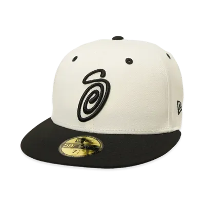 Stussy Curly S 59Fifty New Era Cap "Chrome White/Black"